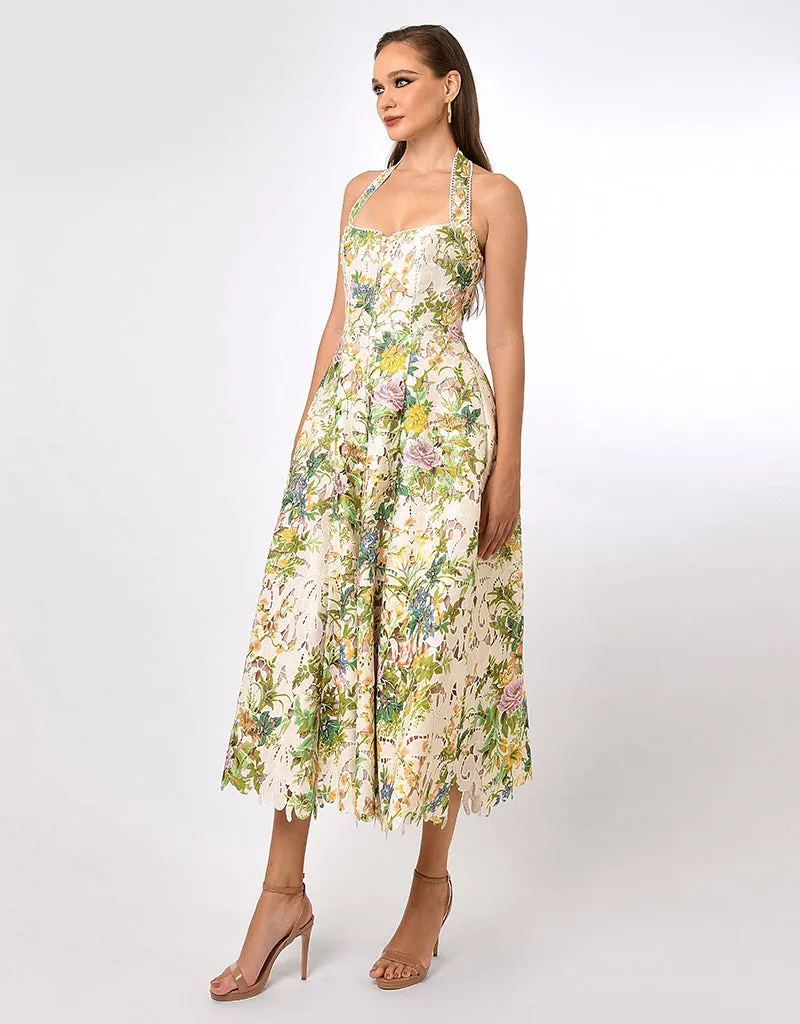 MAISY HALTER LACE MIDI BL70D17S