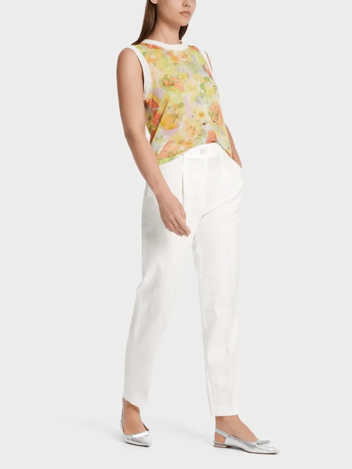 Marc Cain Collections Sleeveless Floral Print Top In Pale Lemon WC 61.09 M34 COL 420