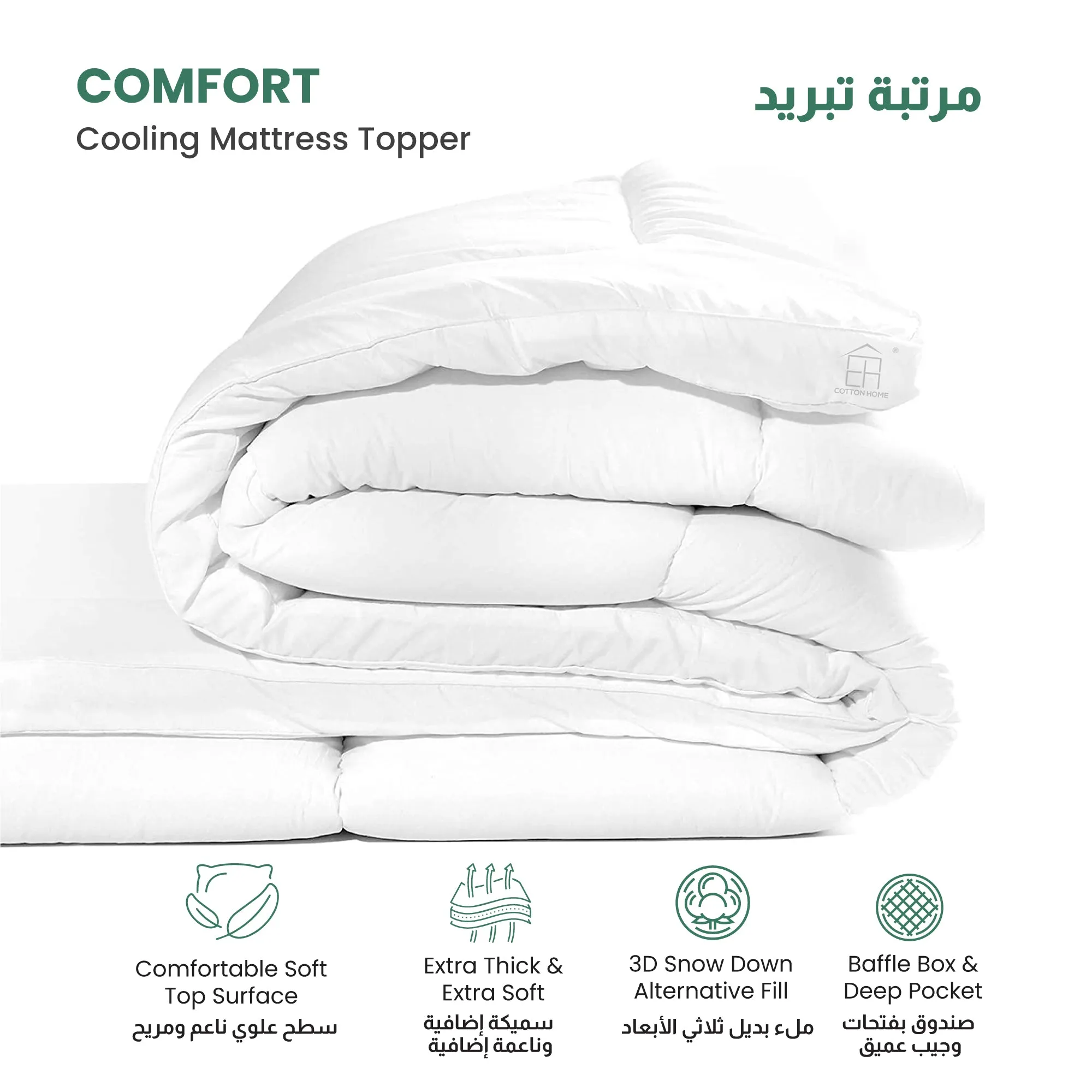 Mattress Topper 90x190 5cm - White