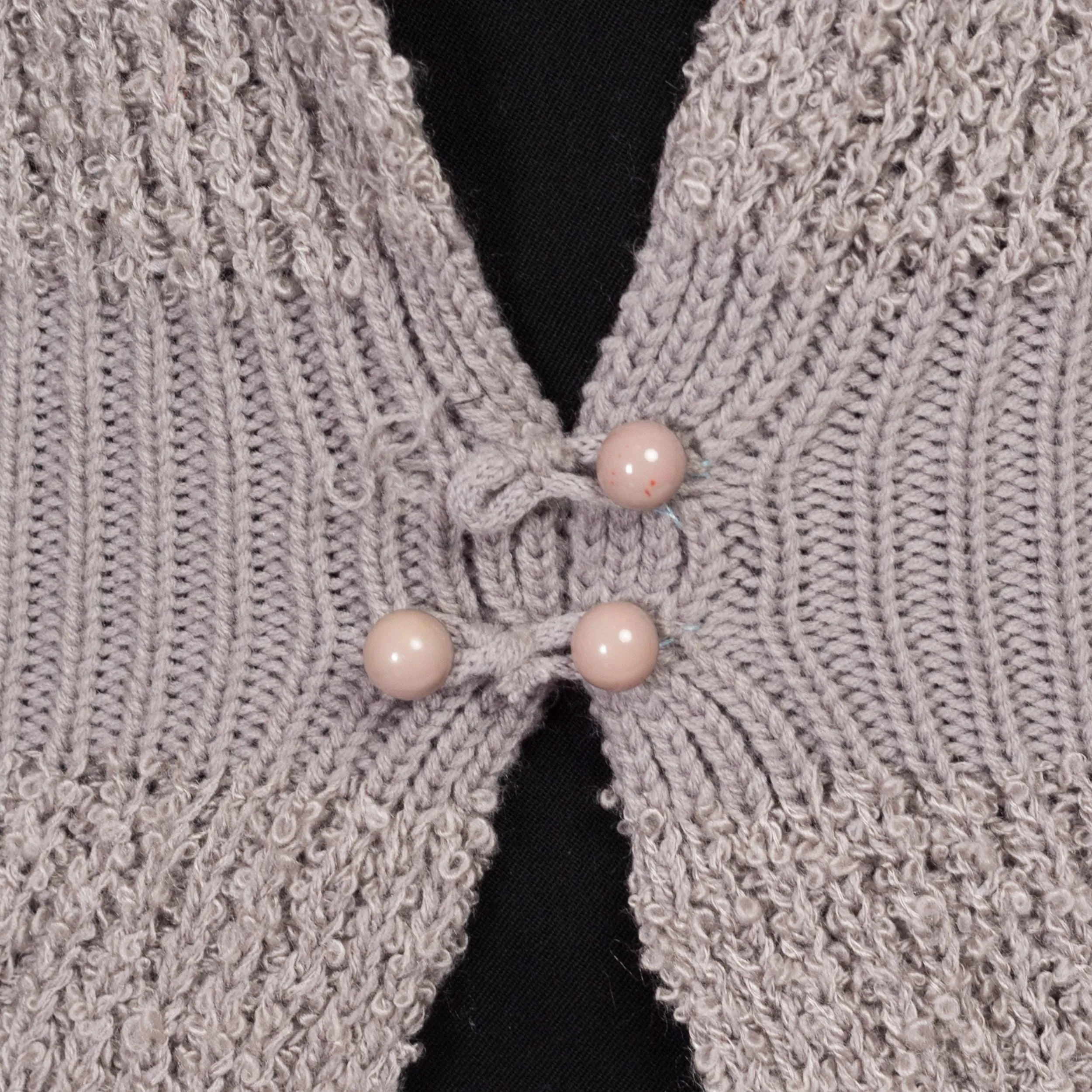 Medium 80s Taupe Boucle Knit Fitted Waist Cardigan