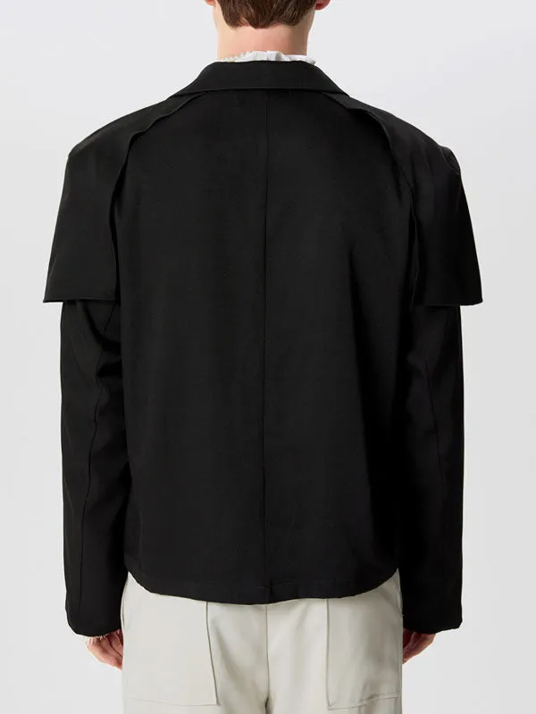 Mens Ruffle Trim Design Long-Sleeve Blazer SKUK72689