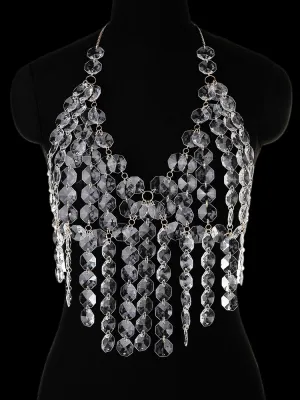 Metal Acrylic Backless Crystal Halter Top