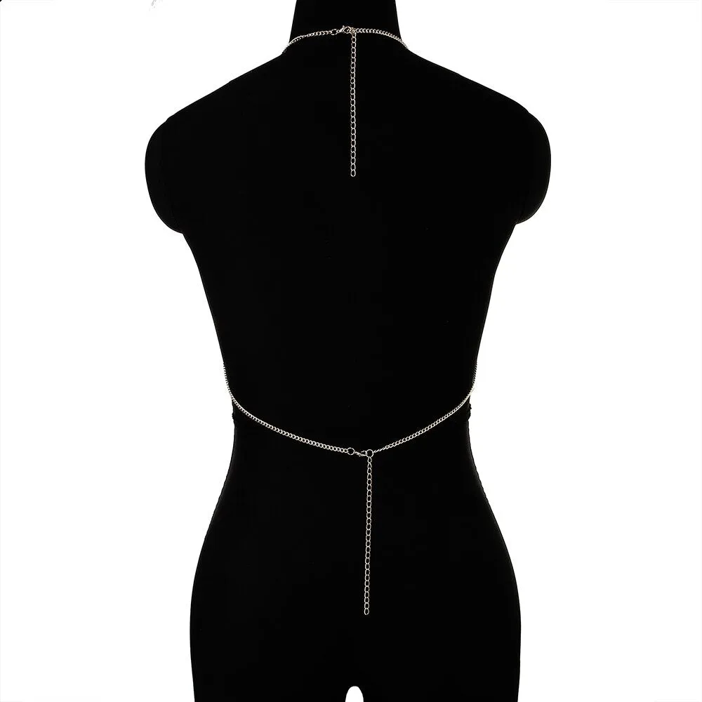 Metal Acrylic Backless Crystal Halter Top