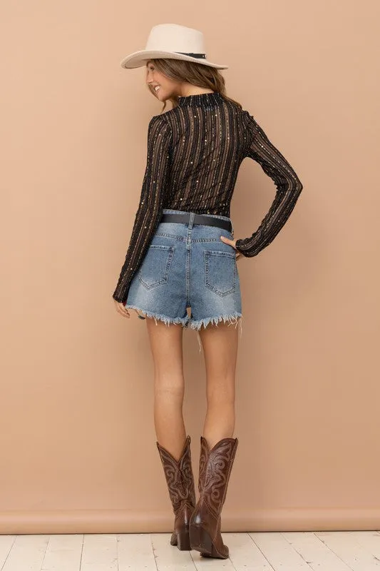 Metallic Star Mesh Top