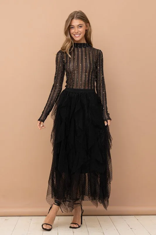 Metallic Star Mesh Top