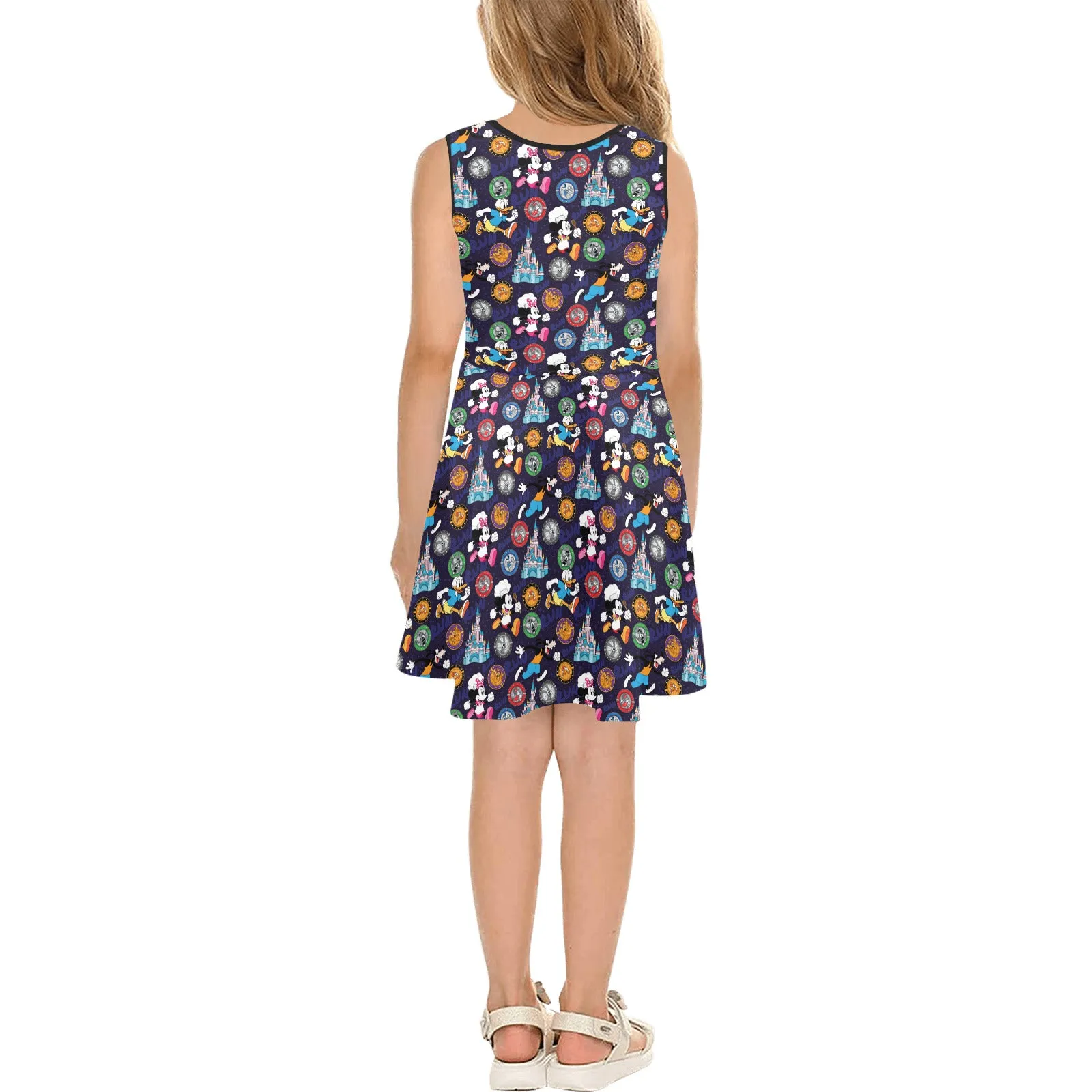 Mickey Wine And Dine Race Girls' Sleeveless Sundress