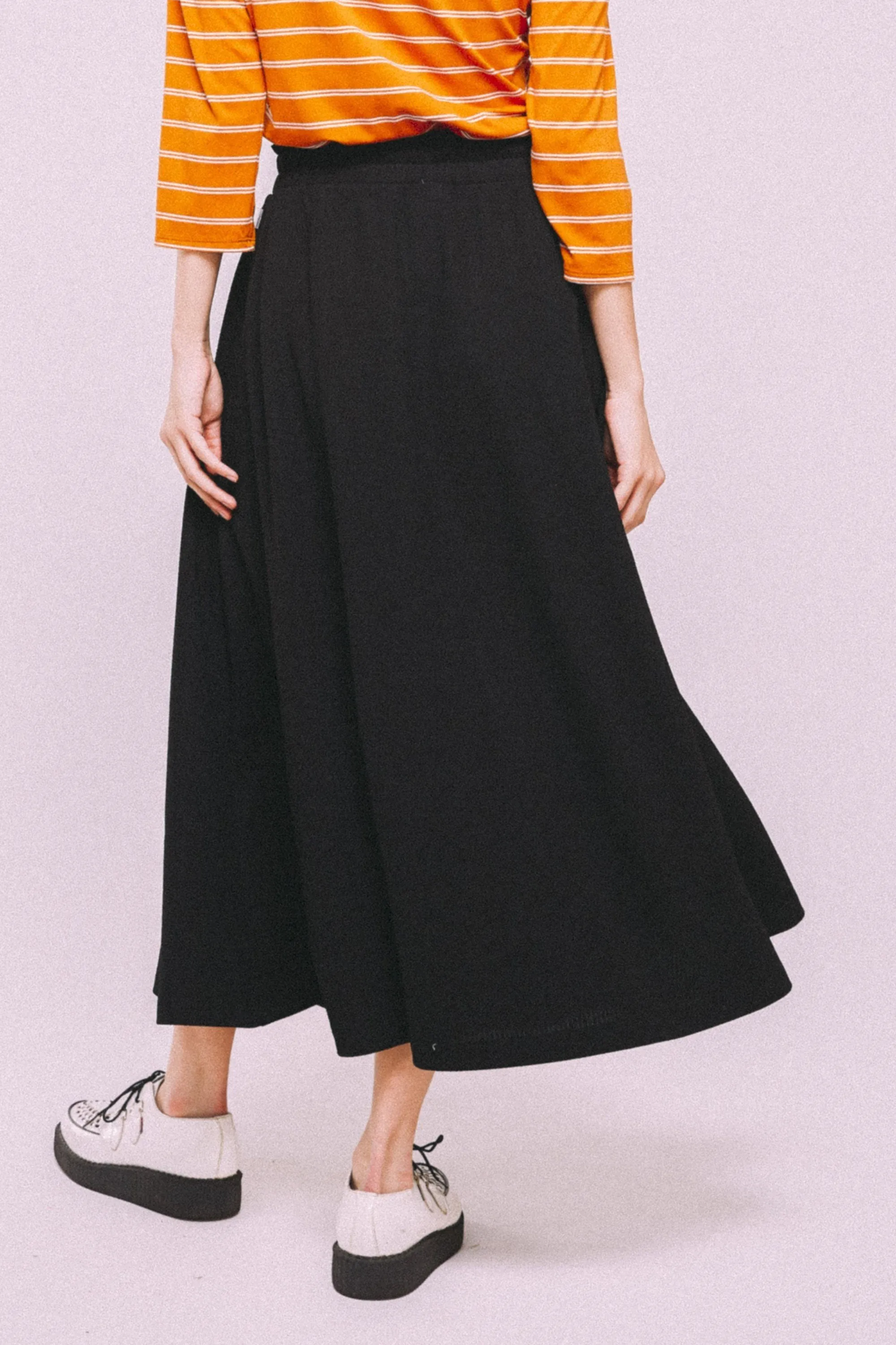Midi Elastic Waist Skirt