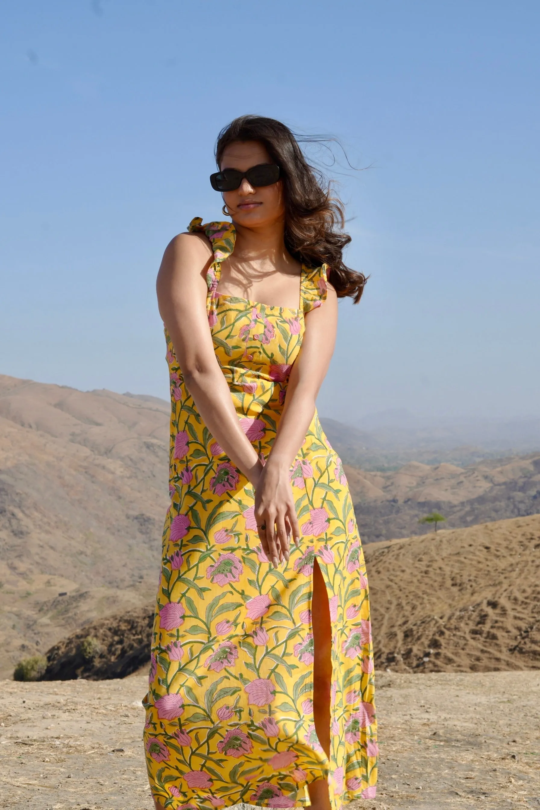 Midi Slit Dress (Yellow)