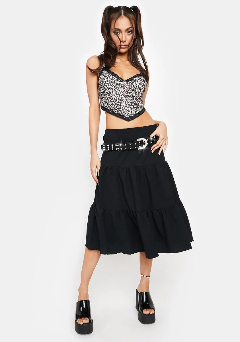 Midnight Princess Confessions Midi Skirt