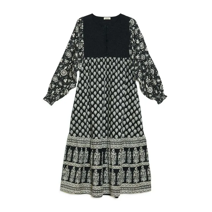 Mixed Print Cord Dress