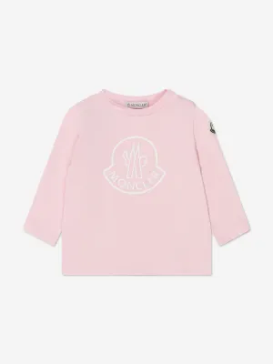 Moncler Enfant Baby Long Sleeve Logo T-Shirt in Pink