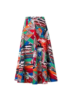 Multicoloured Cotton Sail Boat Print Skirt