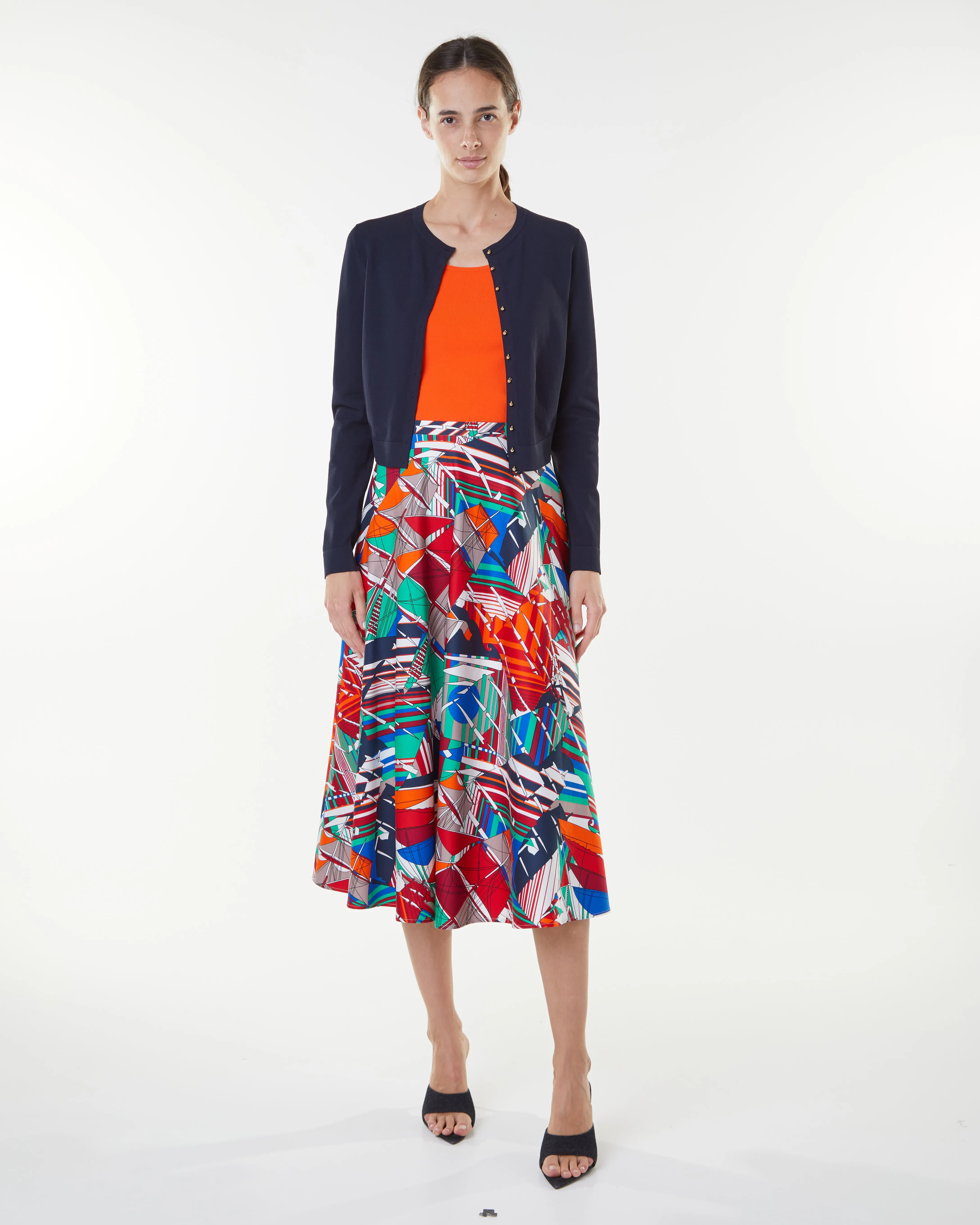 Multicoloured Cotton Sail Boat Print Skirt