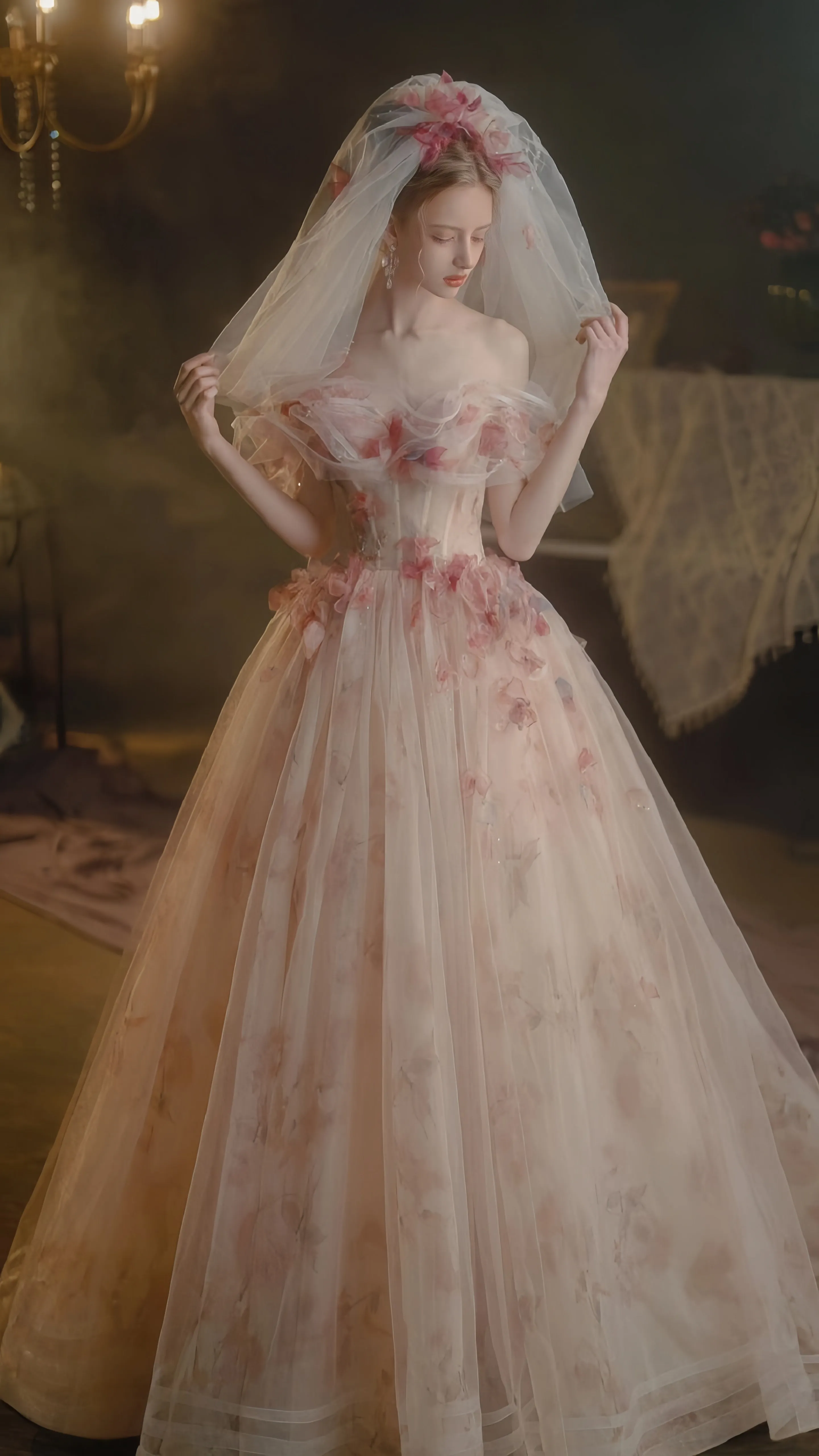 My Majesty the Rose Wedding Dress Floral Gown Midi Dress