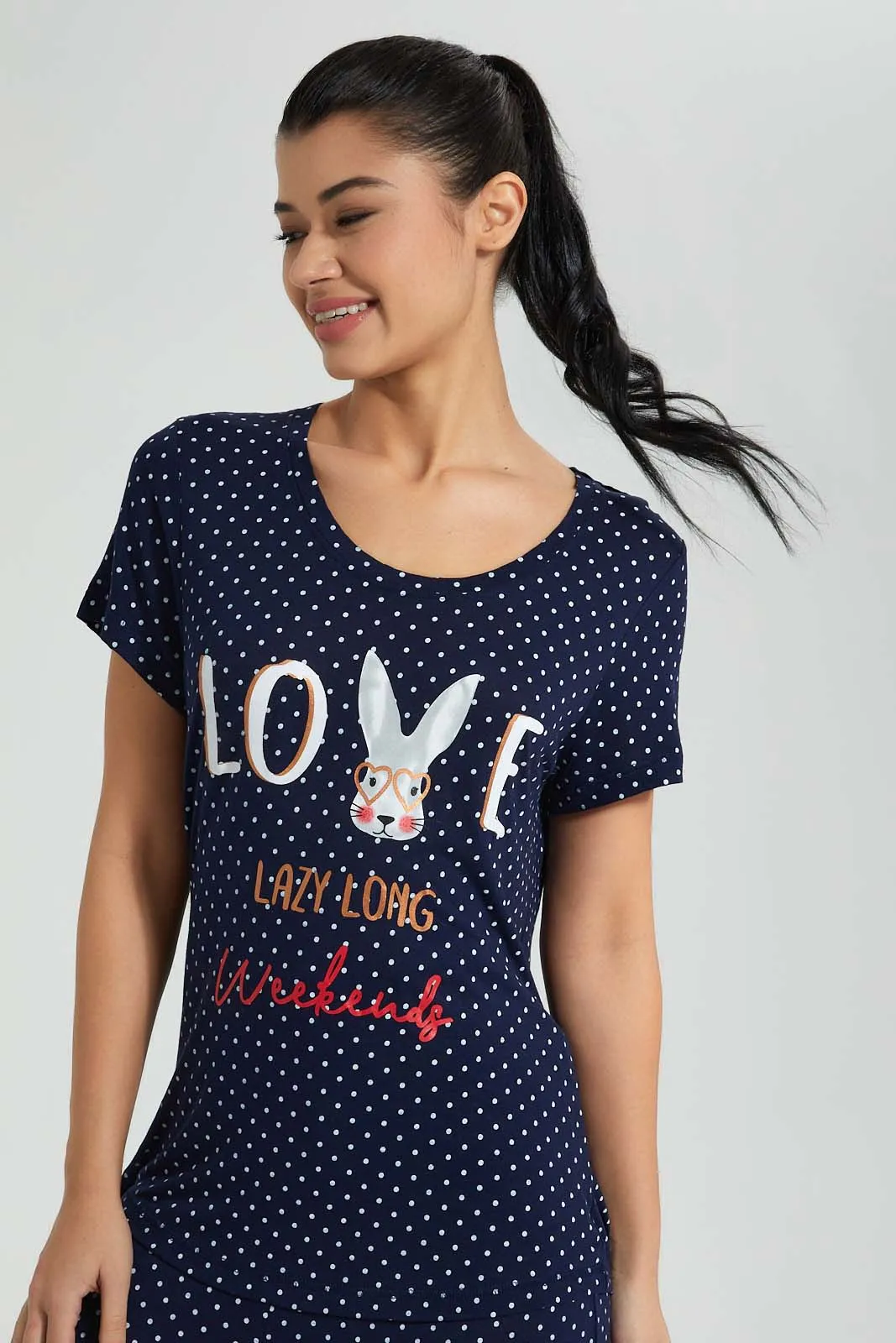 Navy Polka Dot Pyjama Set (2 Piece)