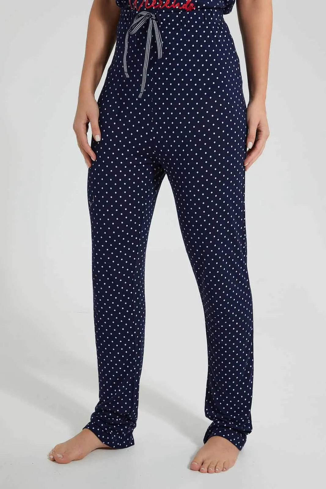 Navy Polka Dot Pyjama Set (2 Piece)