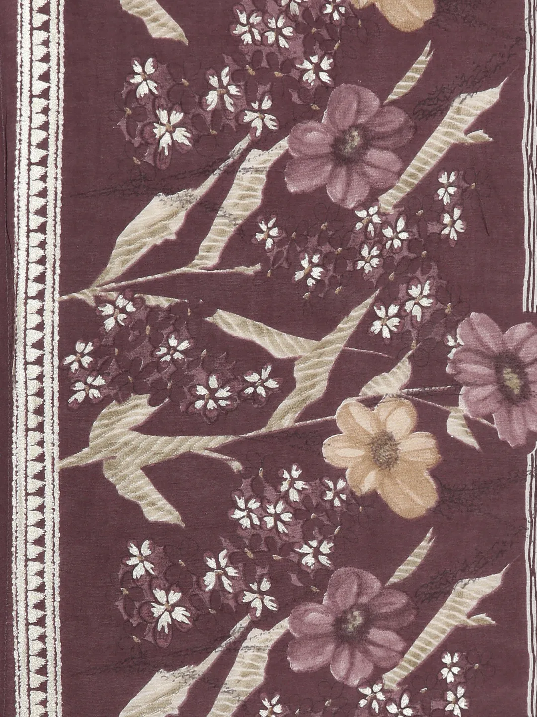 Neerus Lavender Panelled Straight Floral Kurta And Trousers With Dupatta
