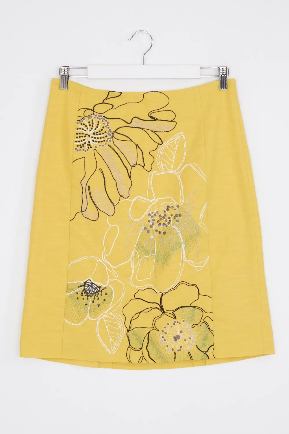 Nic & Zoe Yellow Embroidered Mini Skirt 8