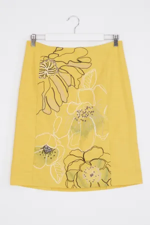 Nic & Zoe Yellow Embroidered Mini Skirt 8