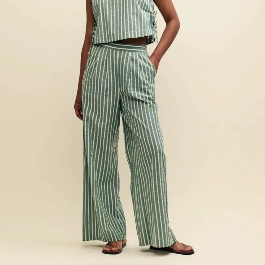 Nobody's Child Fearne Cotton Green Stripe Wide Leg Trousers