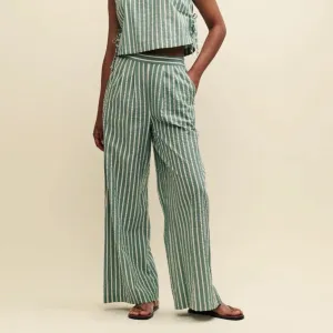 Nobody's Child Fearne Cotton Green Stripe Wide Leg Trousers