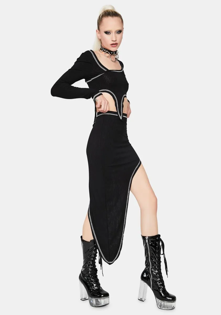 Noir Over The Edge Midi Skirt Set