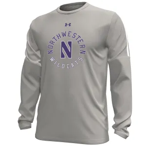 Northwestern Wildcats Men's Under Armour Grey Circle Logo Long-Sleeve T-Shirt