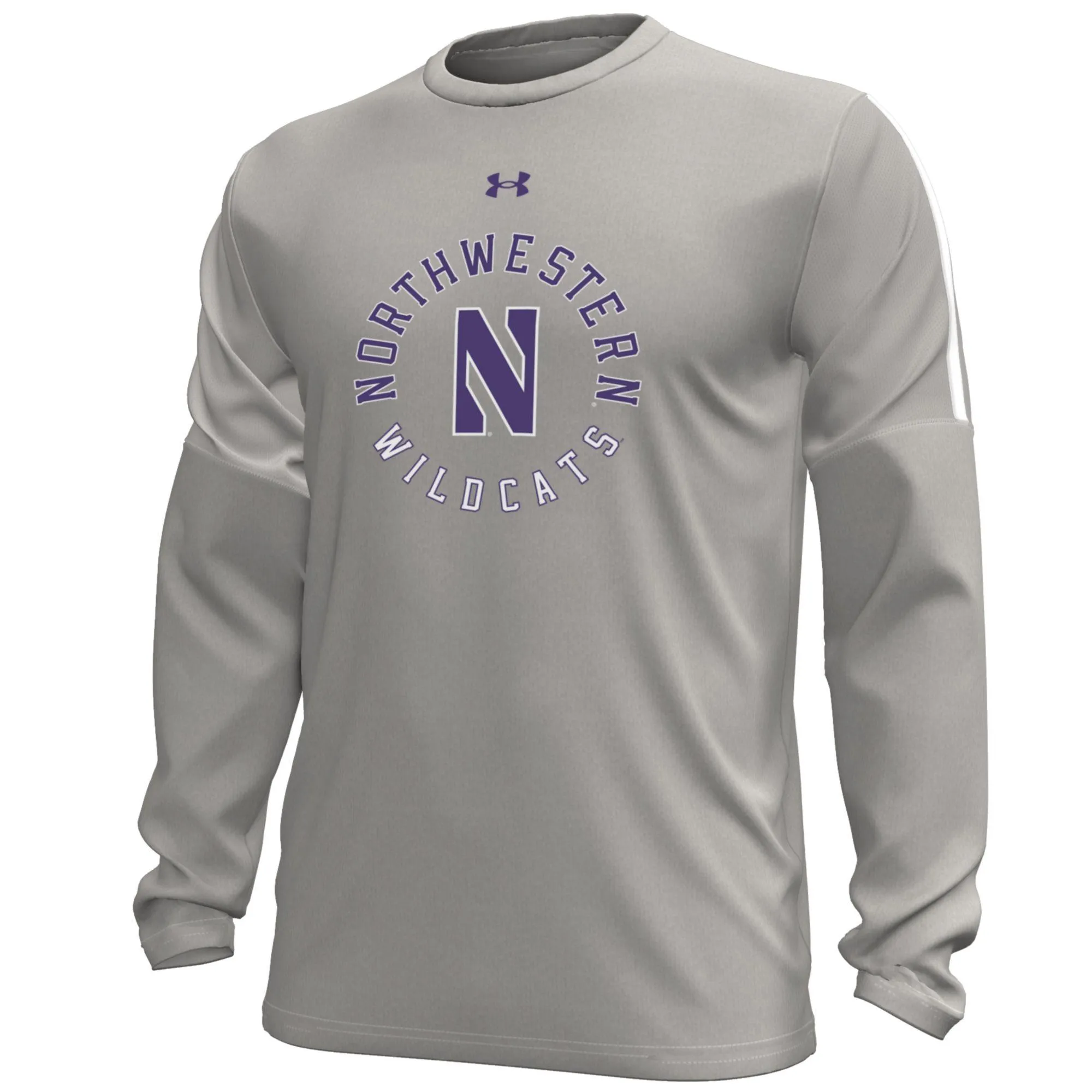 Northwestern Wildcats Men's Under Armour Grey Circle Logo Long-Sleeve T-Shirt