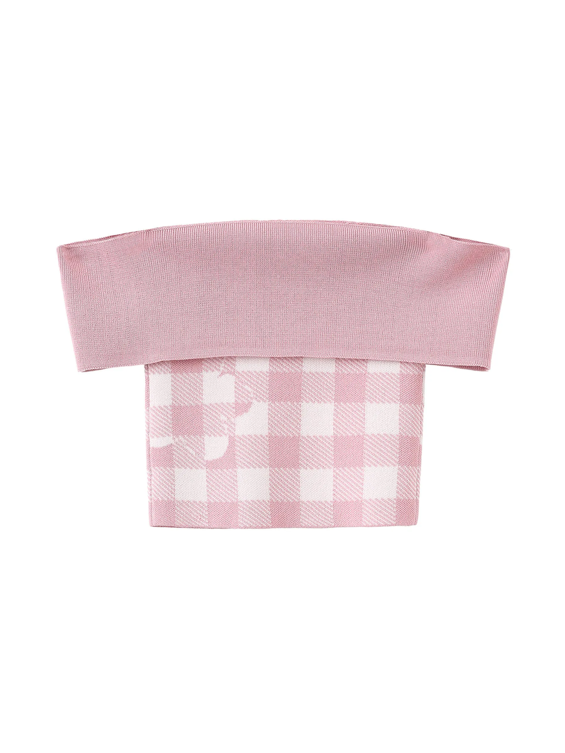 Off-Shoulder Checkered Knit Cami Top