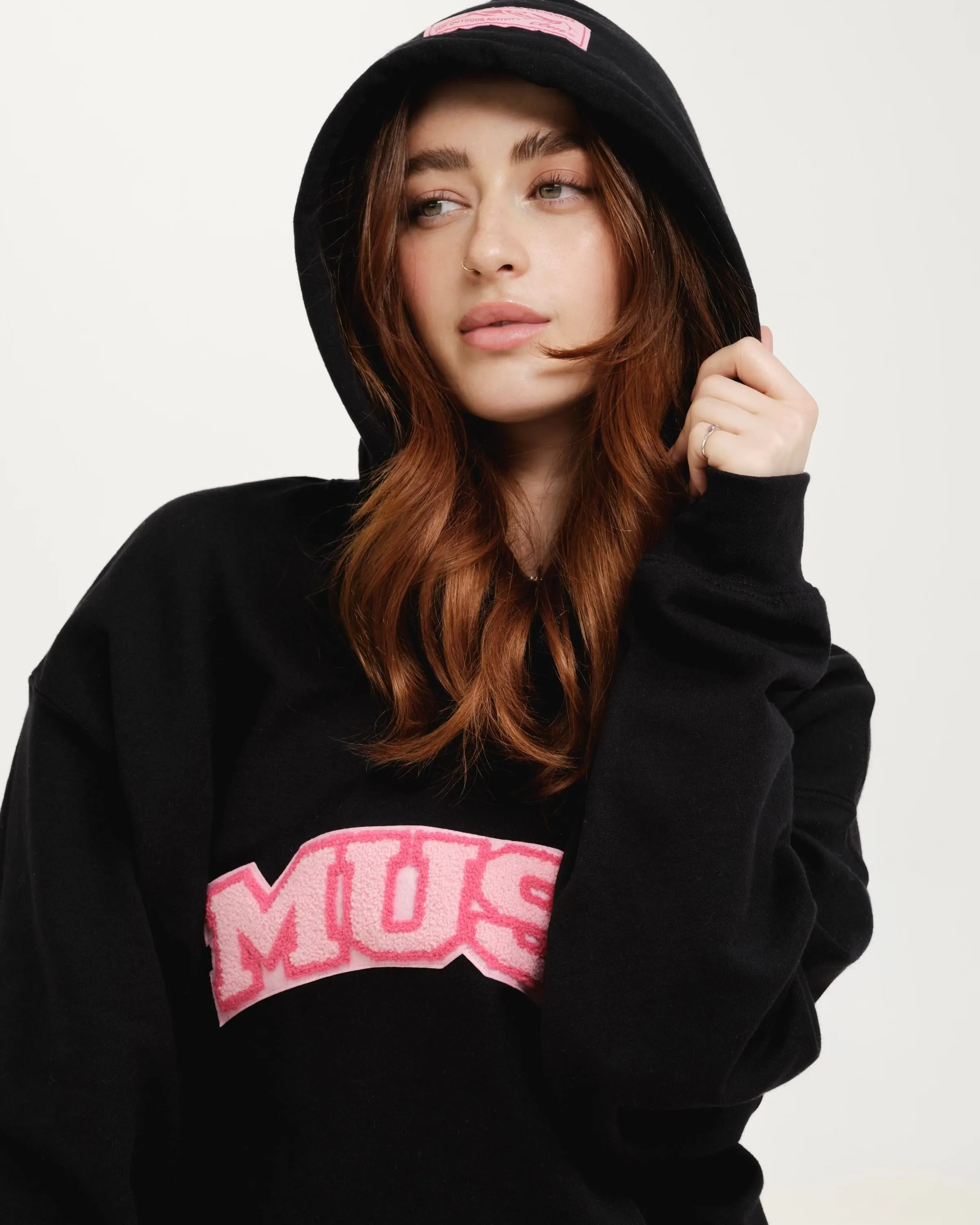 OG Chenille Black Hoodie - Dragonfruit