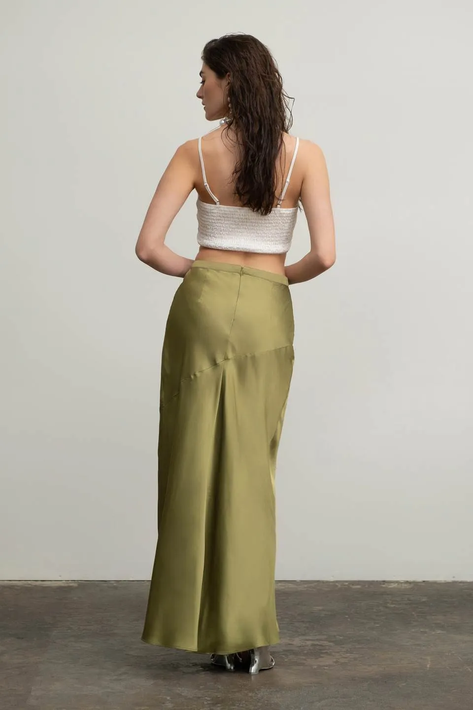 Olga Satin Midi Skirt