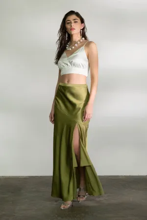 Olga Satin Midi Skirt