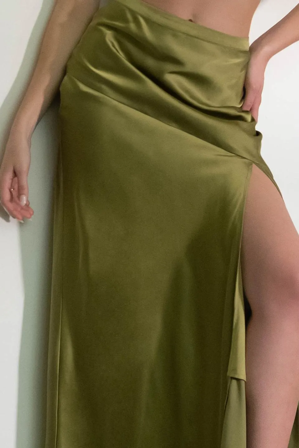 Olga Satin Midi Skirt