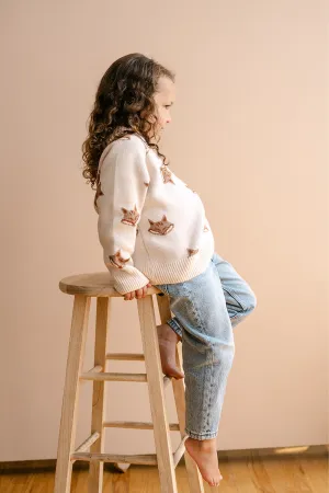 Organic Fox Knit Sweater in Pale Pink