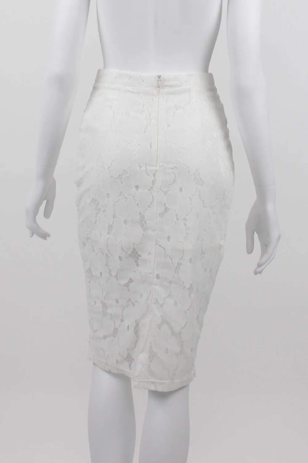 Otto Mode White Lace Midi Skirt 8