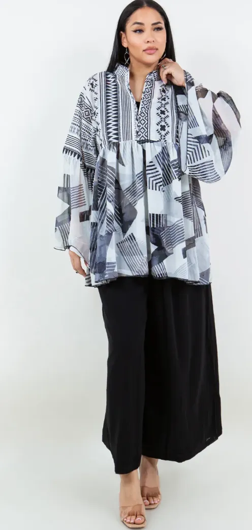 Peasant Top Boho Hippie Chic Resort Wear Sml-2X