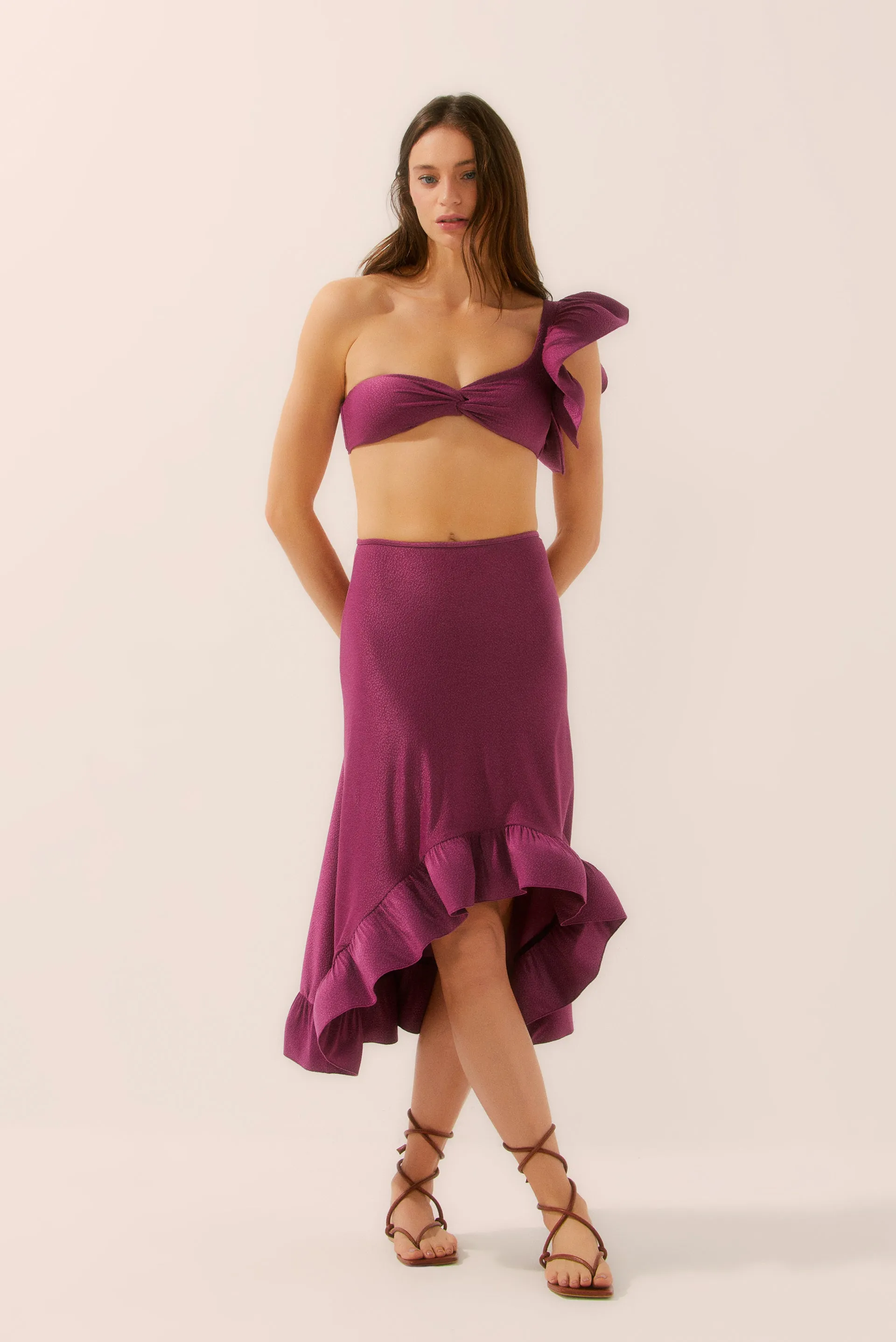 Petals Midi Skirt With Ruffle E4476A1560