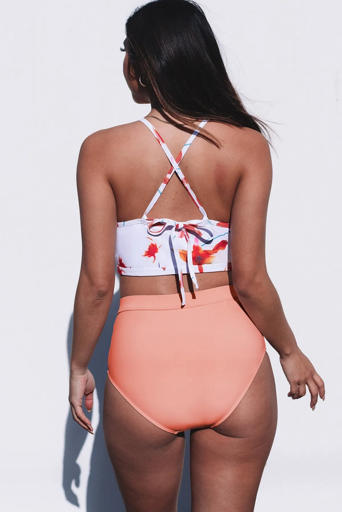 Pink Floral Printed Tank High Waist Bikini Set