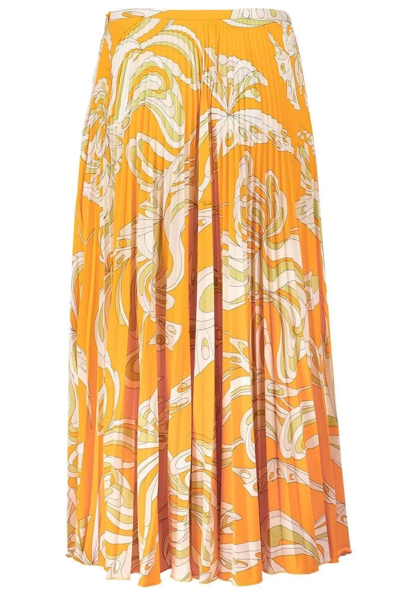 Plisse Side Zip Midi Skirt