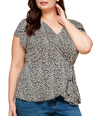 Plus Animal Print Wrap Top