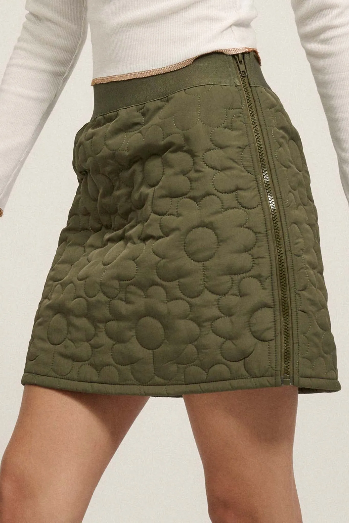 Plush Petals Floral Quilted A-Line Mini Skirt