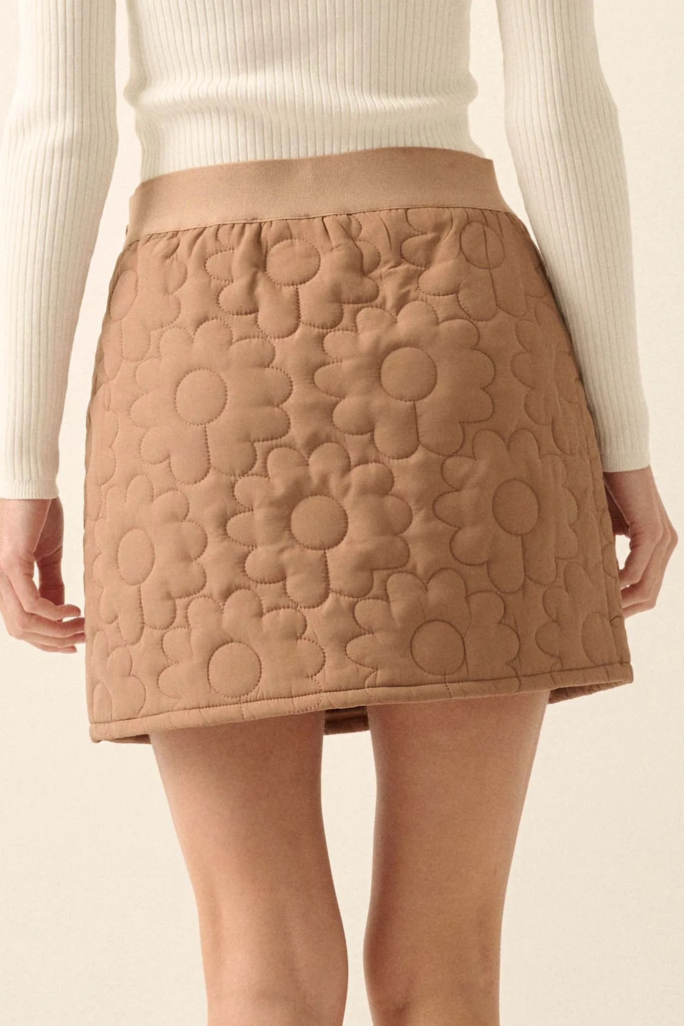 Plush Petals Floral Quilted A-Line Mini Skirt