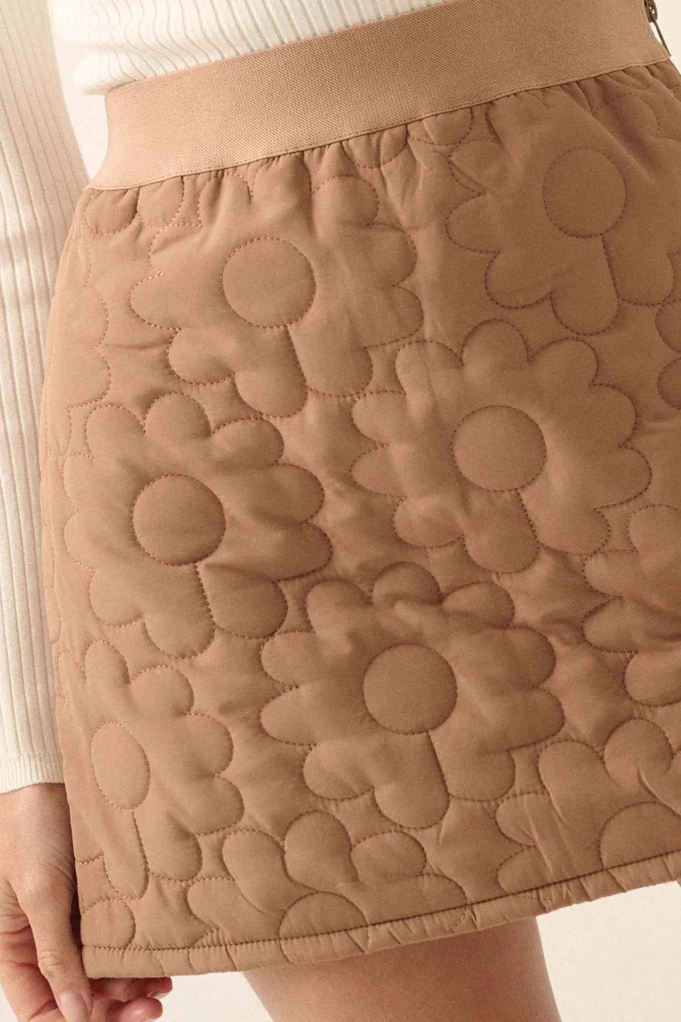 Plush Petals Floral Quilted A-Line Mini Skirt