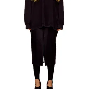 PU Hip-covering Midi-skirt in Black