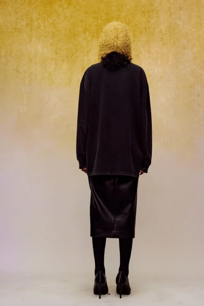 PU Hip-covering Midi-skirt in Black
