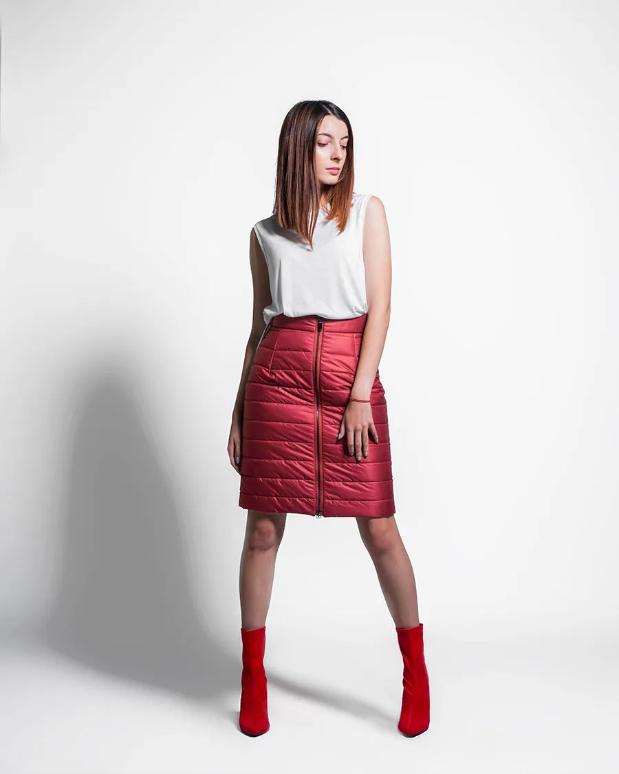 Quilted Red Skirt