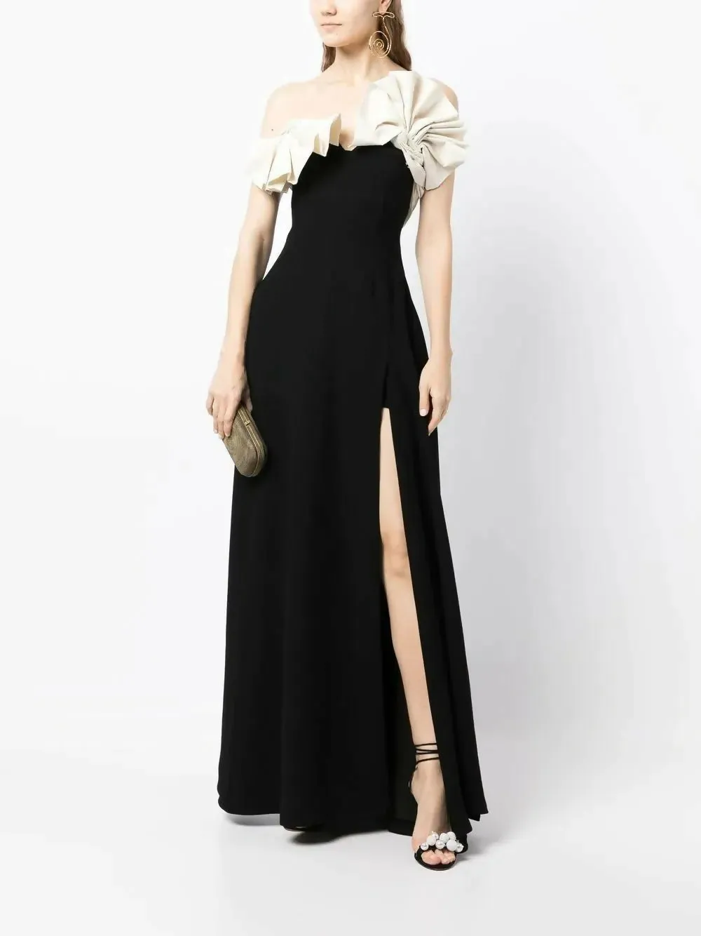 Rachel Gilbert Lavina Midi Dress Black/Ivory Size AU 8