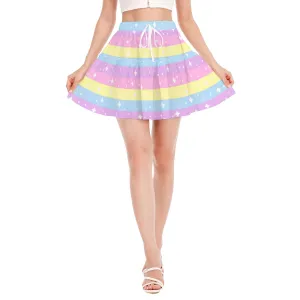 Rainbow Ribbon Ruffled Mini Skirt