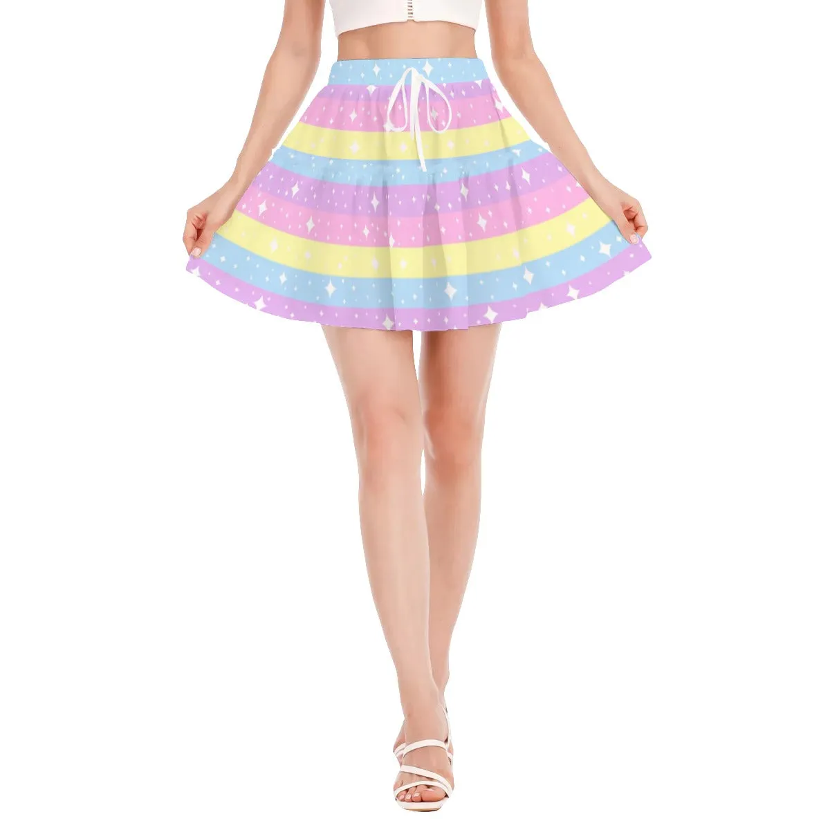 Rainbow Ribbon Ruffled Mini Skirt