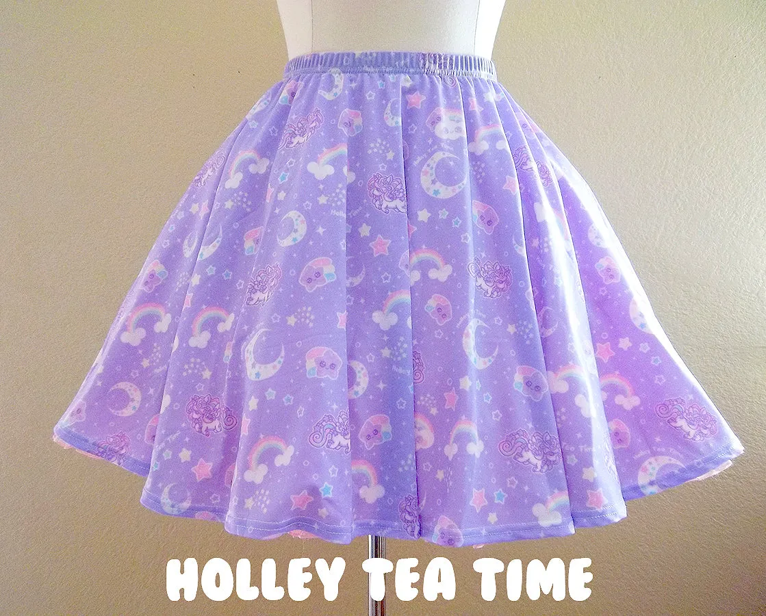 Rainbow stardust skater skirt [made to order]